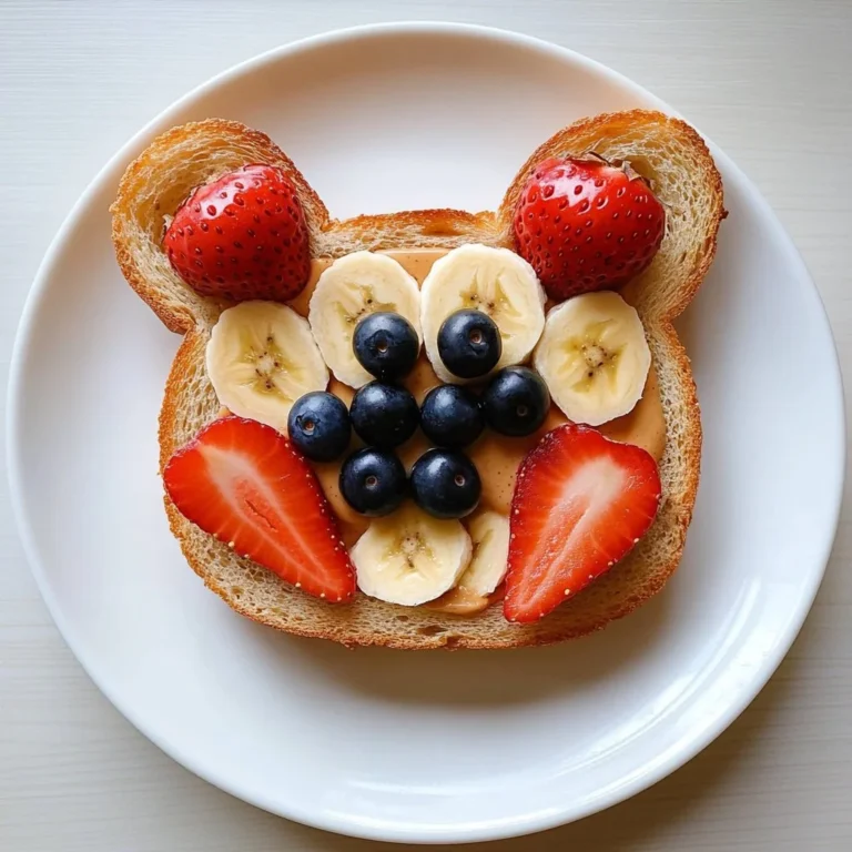 Cute Animal Face Toast decorated with fruits and spreads for a fun breakfast