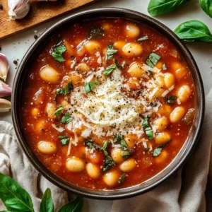 A bowl of hearty antibiotic-inspired Italian soup with fresh ingredients.