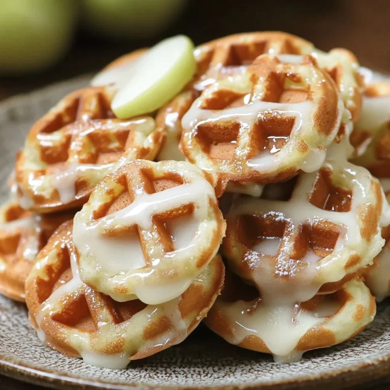 Delicious apple fritter waffle donuts stacked on a plate