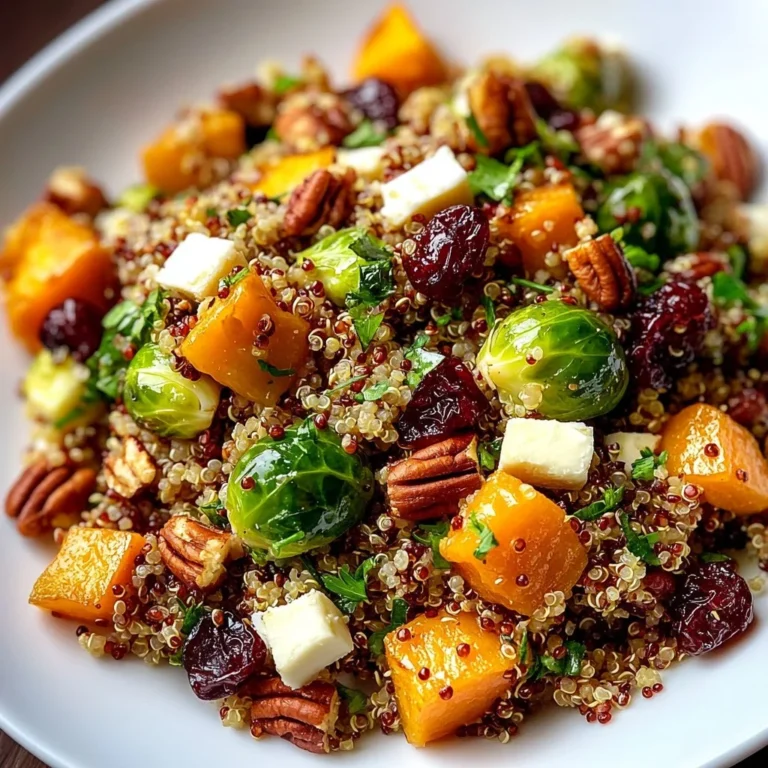 Colorful autumn harvest quinoa salad with seasonal vegetables and dressing