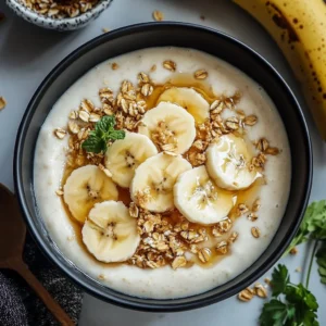 Delicious banana pudding served in a glass bowl with whipped cream and sliced bananas