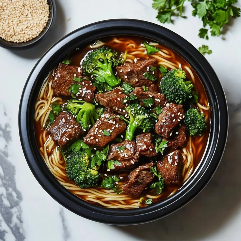 A flavorful plate of Beef and Broccoli Lo Mein with fresh vegetables and tender beef.