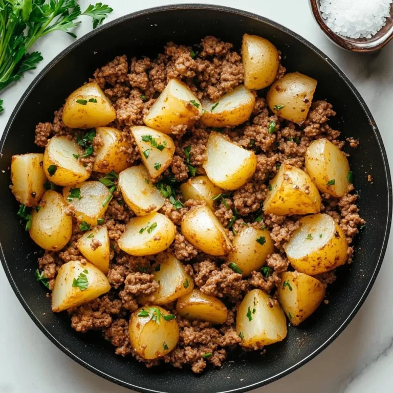 A hearty Beef and Potatoes Skillet full of tender beef chunks and golden potatoes
