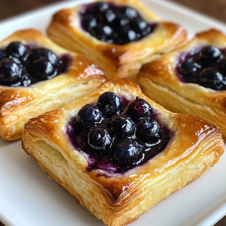 Freshly baked Blueberry Cream Cheese Danish with blueberries and cream filling