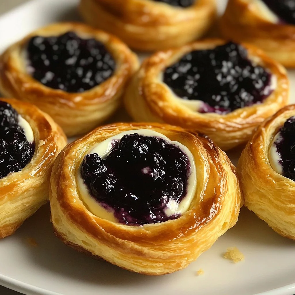 Blueberry swirl cream cheese danish, a delicious pastry dessert.