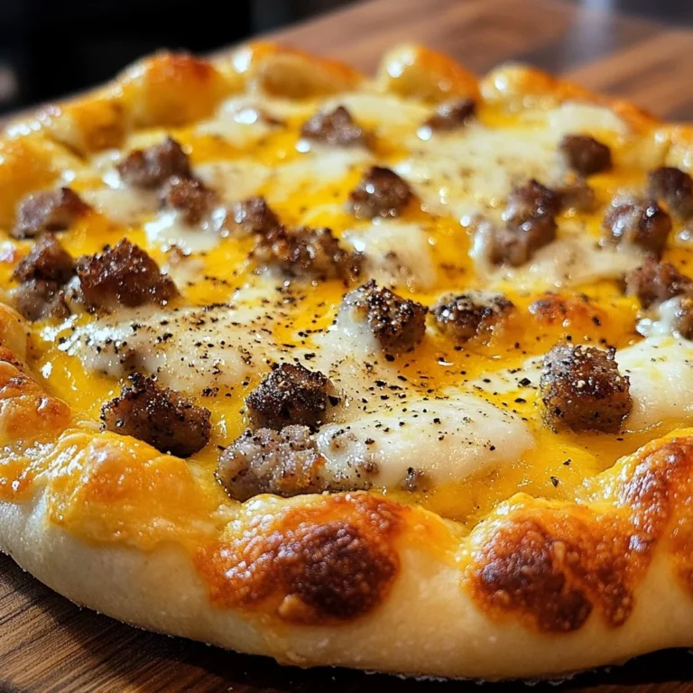 Delicious breakfast pizza with sausage gravy and toppings