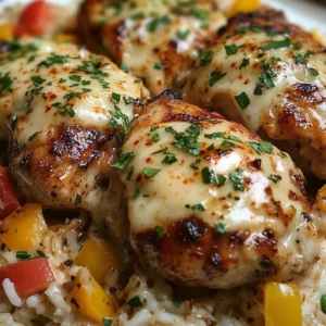 Cajun Chicken with Garlic Parmesan Sauce on a plate garnished with herbs