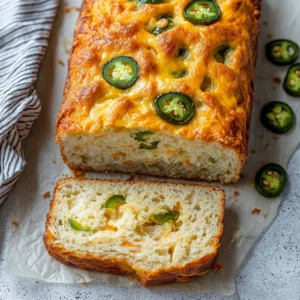 Delicious cheddar garlic jalapeño herb bread fresh out of the oven