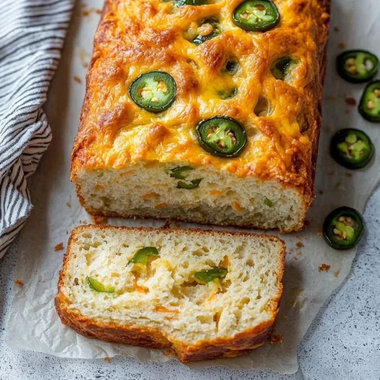 Delicious cheddar garlic jalapeño herb bread fresh out of the oven