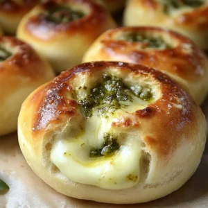 Cheesy pesto bombs filled with gooey cheese and flavorful pesto sauce