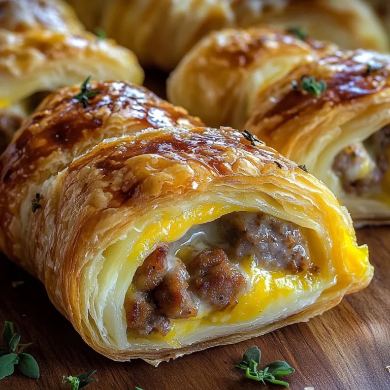 Cheesy sausage egg breakfast rollups served on a plate
