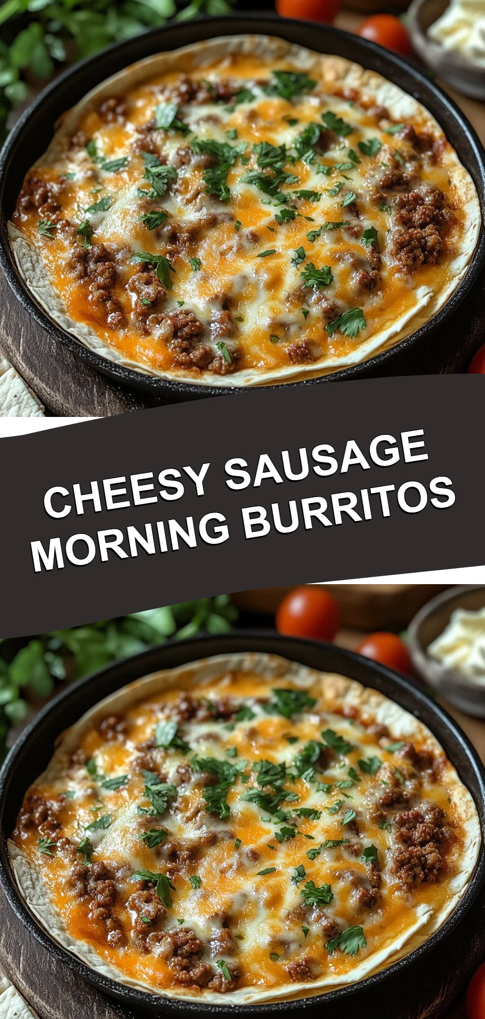 Cheesy Sausage Morning Burritos