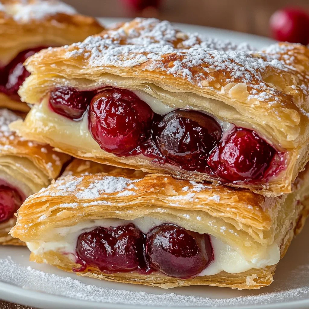 Cherry Braided Danish Pastry with a flaky crust and vibrant cherry filling