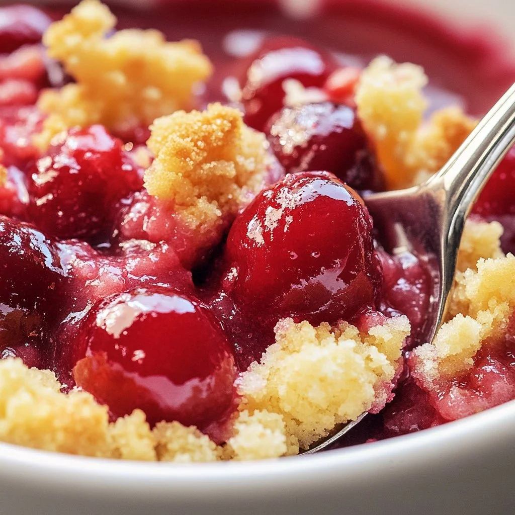 Delicious cherry soda dump cake topped with cherries and whipped cream