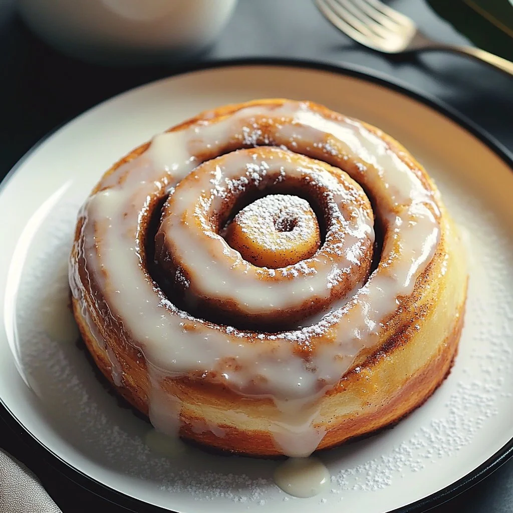 Homemade cinnamon roll cake topped with cream cheese frosting
