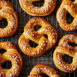 Freshly baked cinnamon sugar pretzels sprinkled with sugar and cinnamon