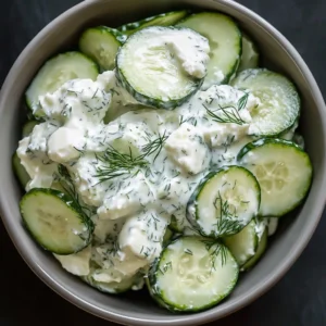 Cottage cheese salad with fresh cucumbers and herbs