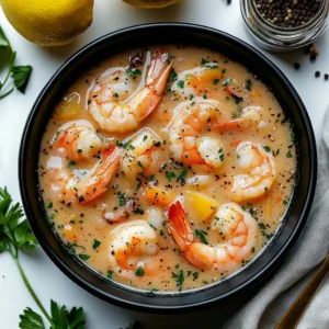 Bowl of delicious Crab Shrimp Bisque garnished with herbs