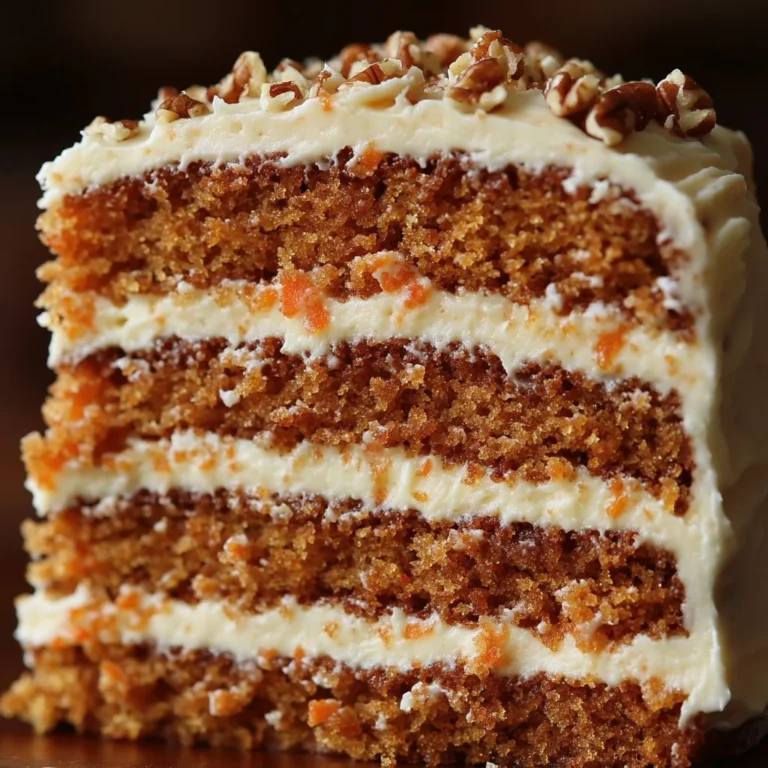Moist cream cheese frosted carrot cake topped with walnuts and decorative frosting