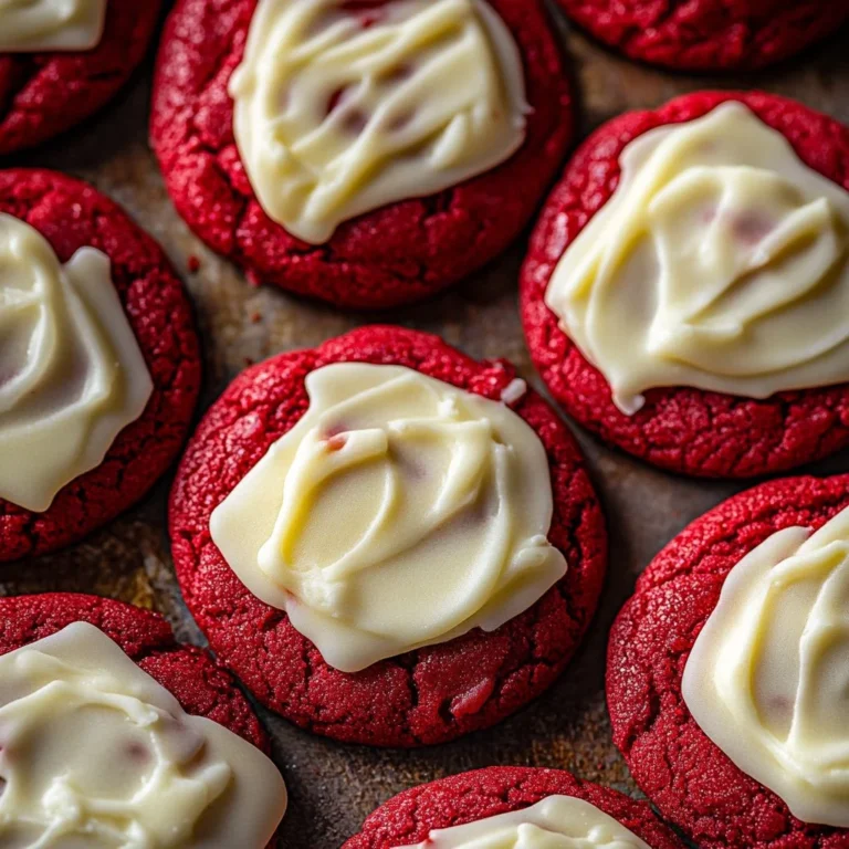 Cream cheese frosting on top of red velvet cookies