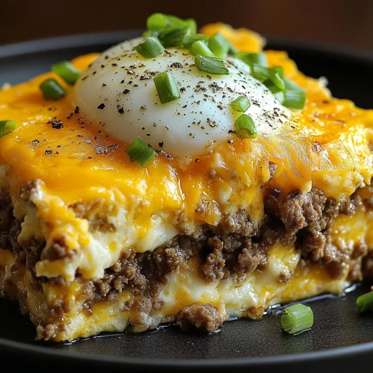 Cream Cheese Sausage Egg Bake topped with herbs and spices