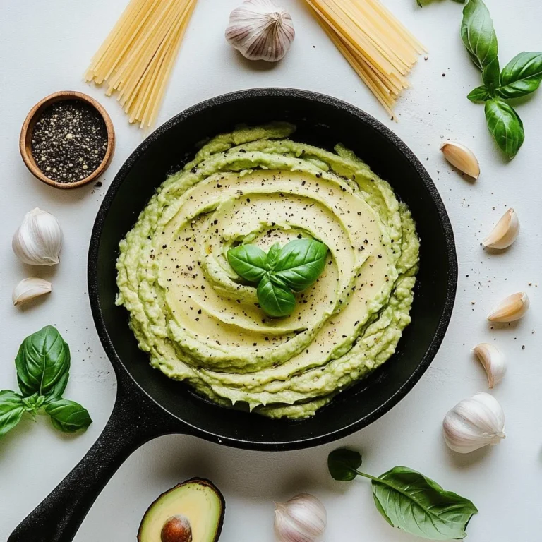 Creamy avocado pasta dish with fresh ingredients and vibrant colors