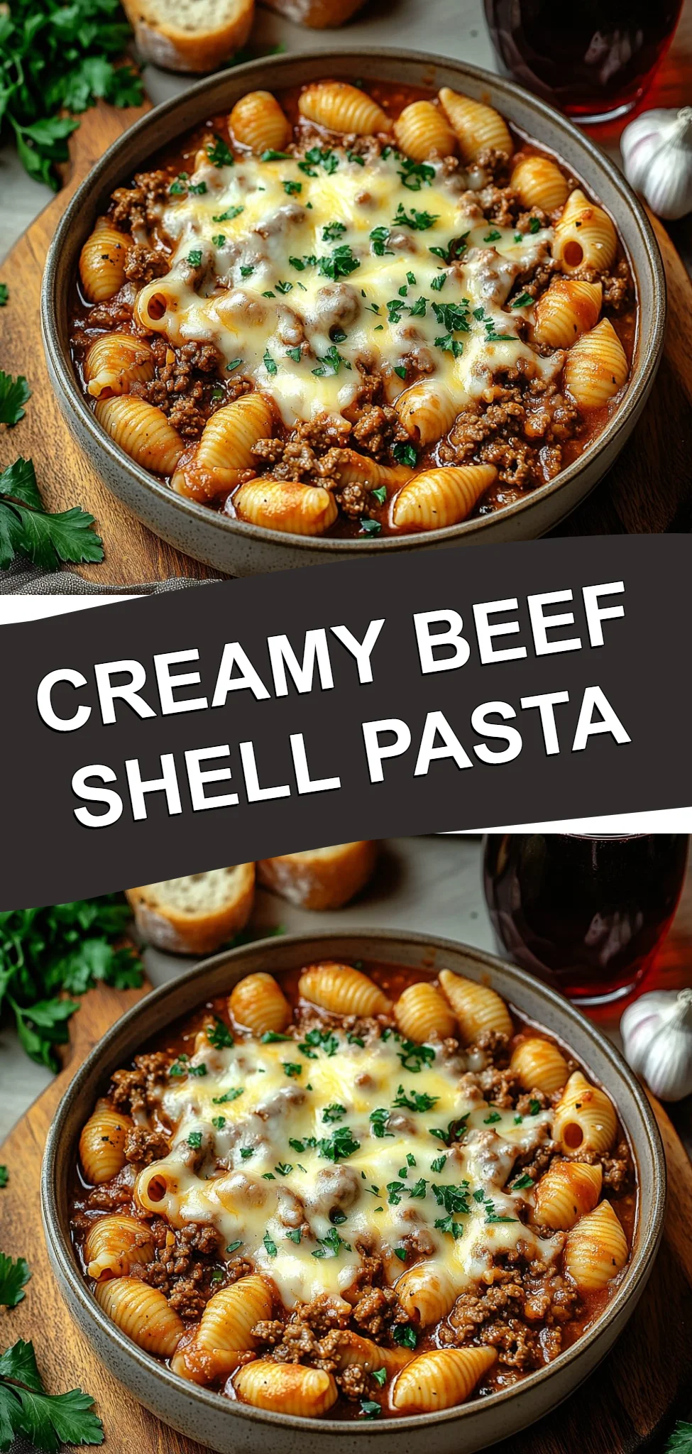 Creamy Beef Shell Pasta