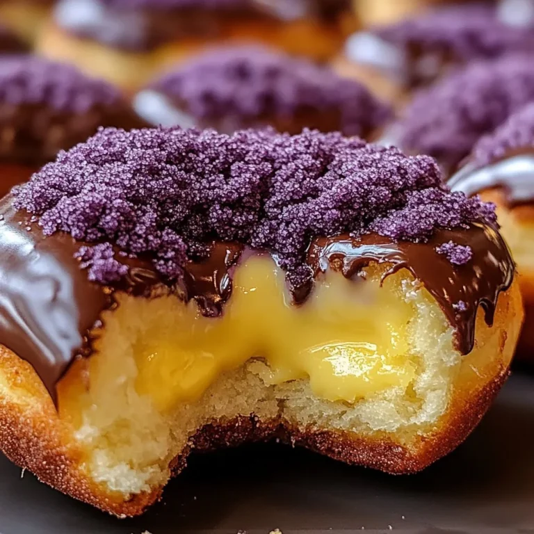 Freshly baked creamy custard-filled donuts on a plate