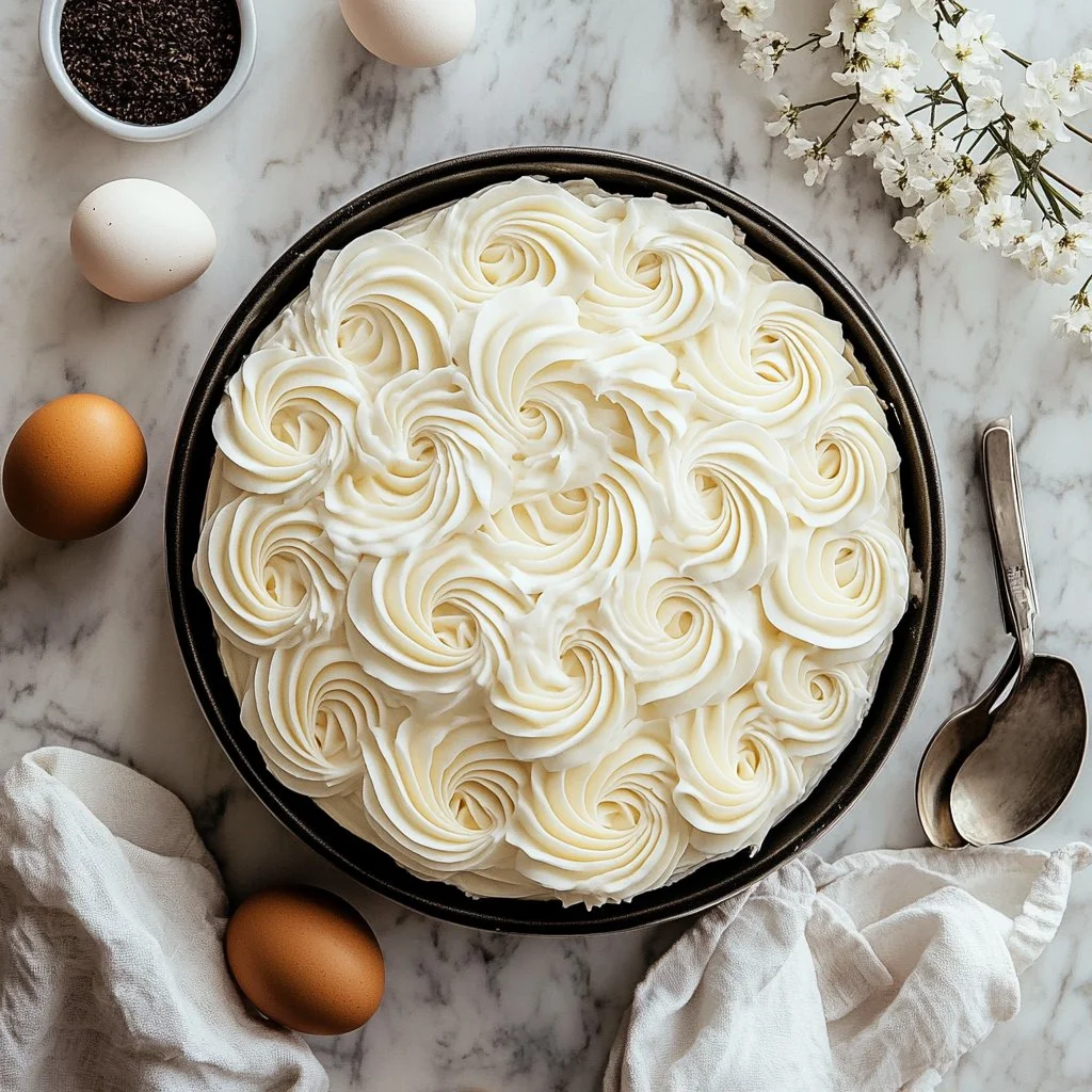 A bowl of creamy French buttercream frosting ready for cake decorating