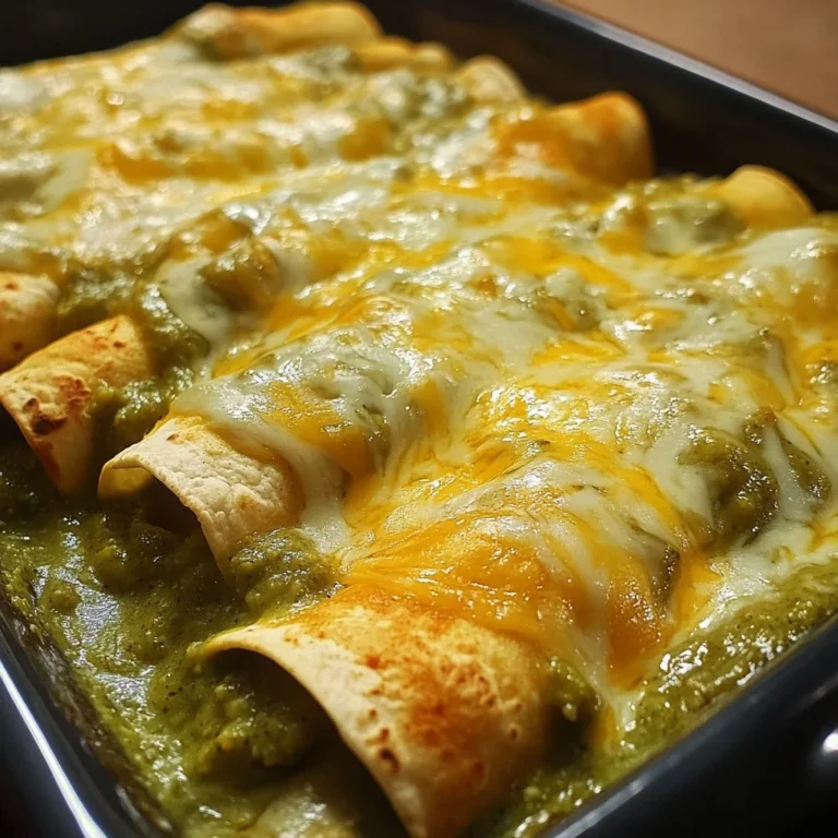 Creamy green chile chicken enchiladas topped with cheese and green sauce