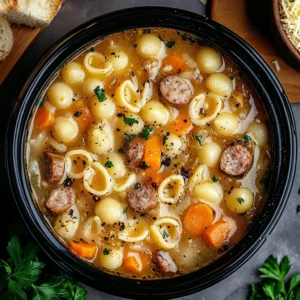Creamy Italian Sausage Ditalini pasta dish topped with Parmesan cheese