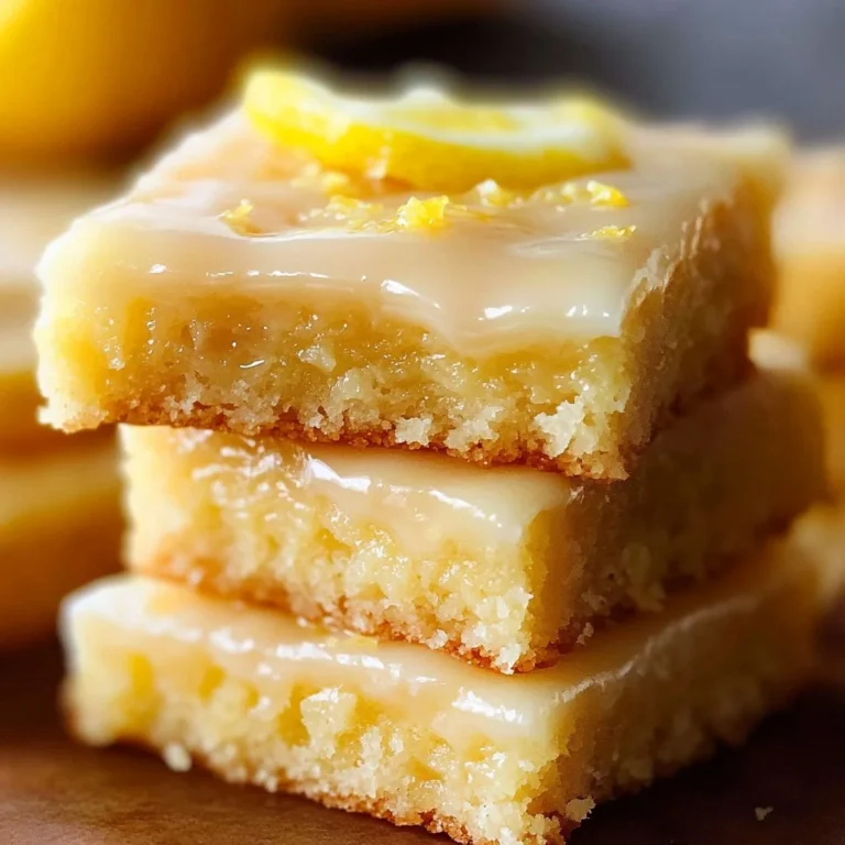 Creamy lemon oatmeal bars topped with a zesty lemon glaze