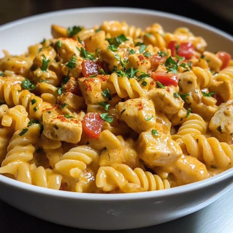 Delicious creamy Rotel chicken pasta served in a bowl
