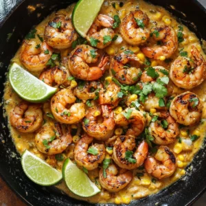 Creamy shrimp served with flavorful creamed corn