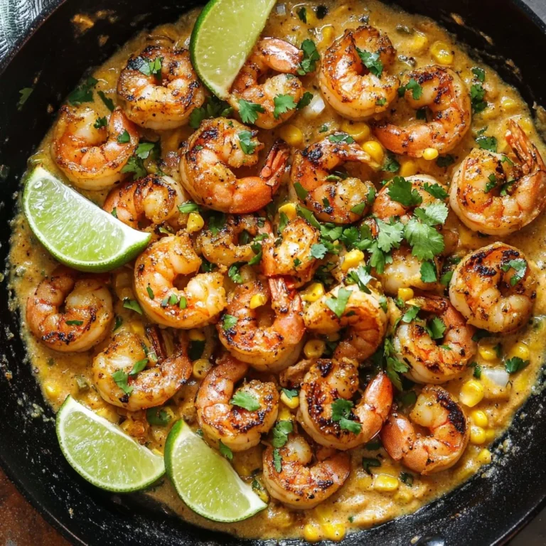 Creamy shrimp served with flavorful creamed corn
