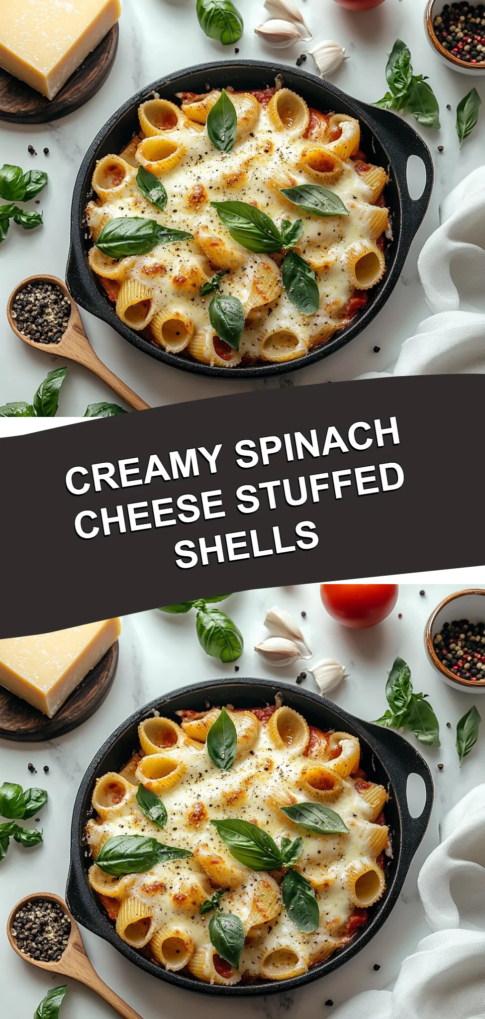 Creamy Spinach Cheese Stuffed Shells