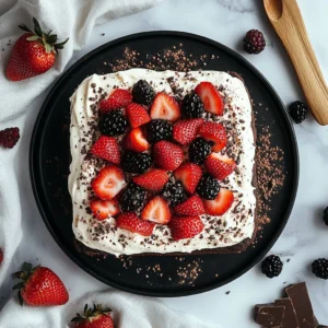 Delicious creamy strawberry tiramisu dessert served in a glass dish
