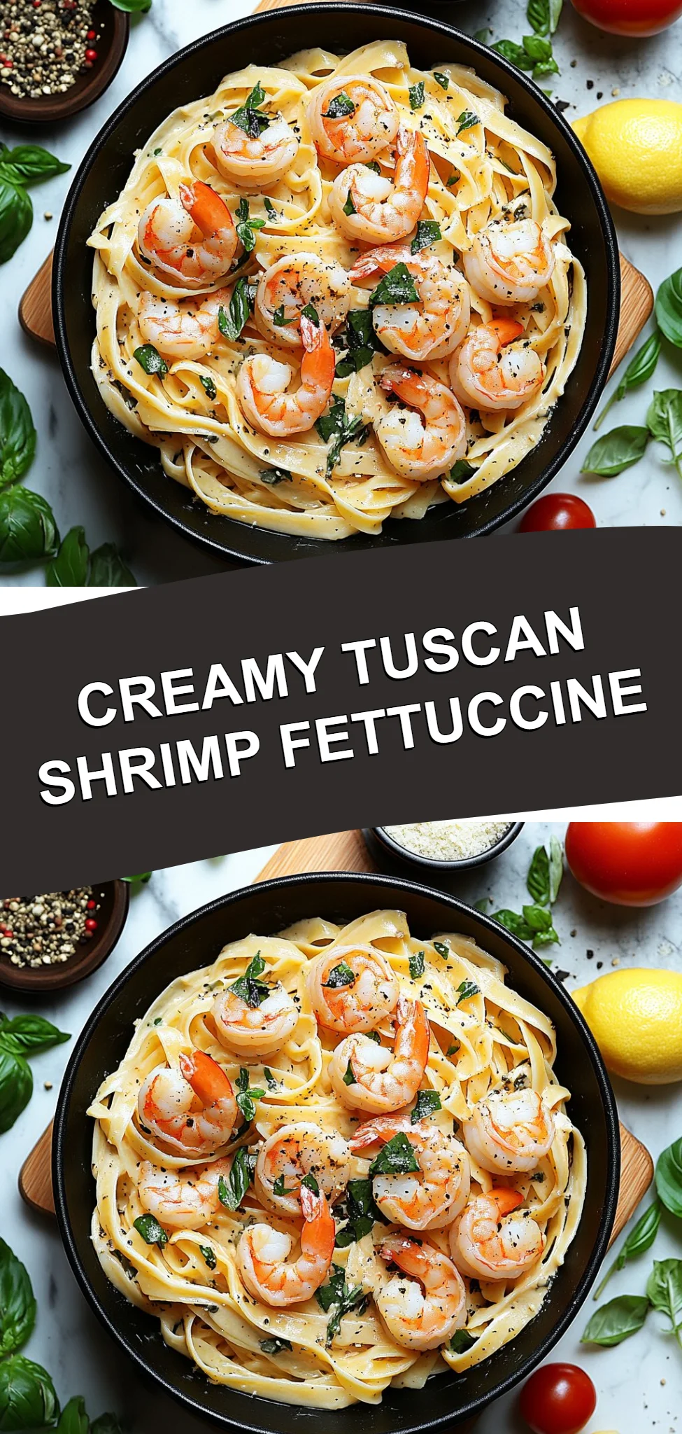 Creamy Tuscan Shrimp Fettuccine