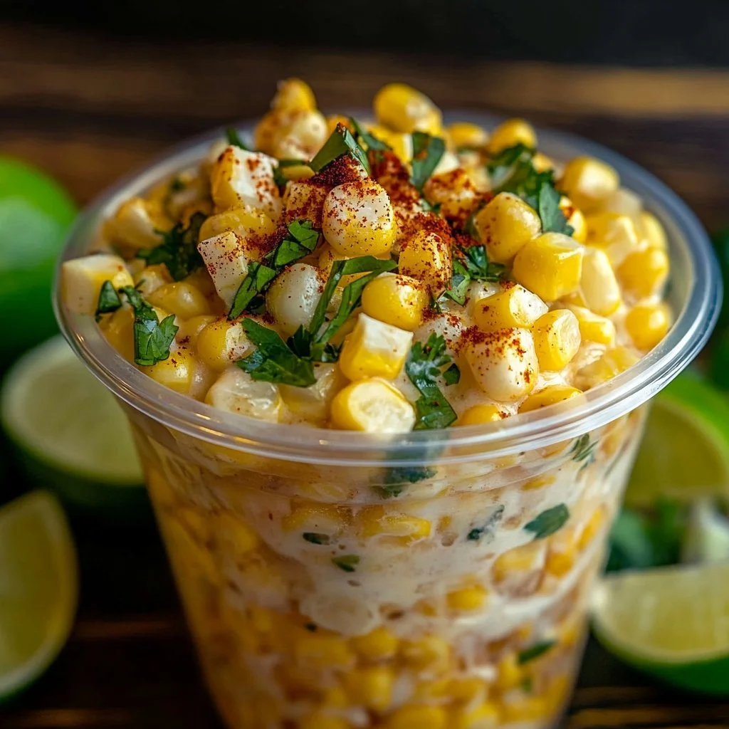 Crispy Mexican street corn cups topped with cheese and spices