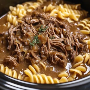 Delicious crockpot beef and noodles dish served in a bowl