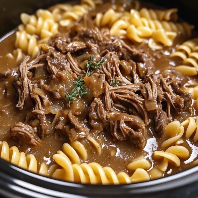 Delicious crockpot beef and noodles dish served in a bowl