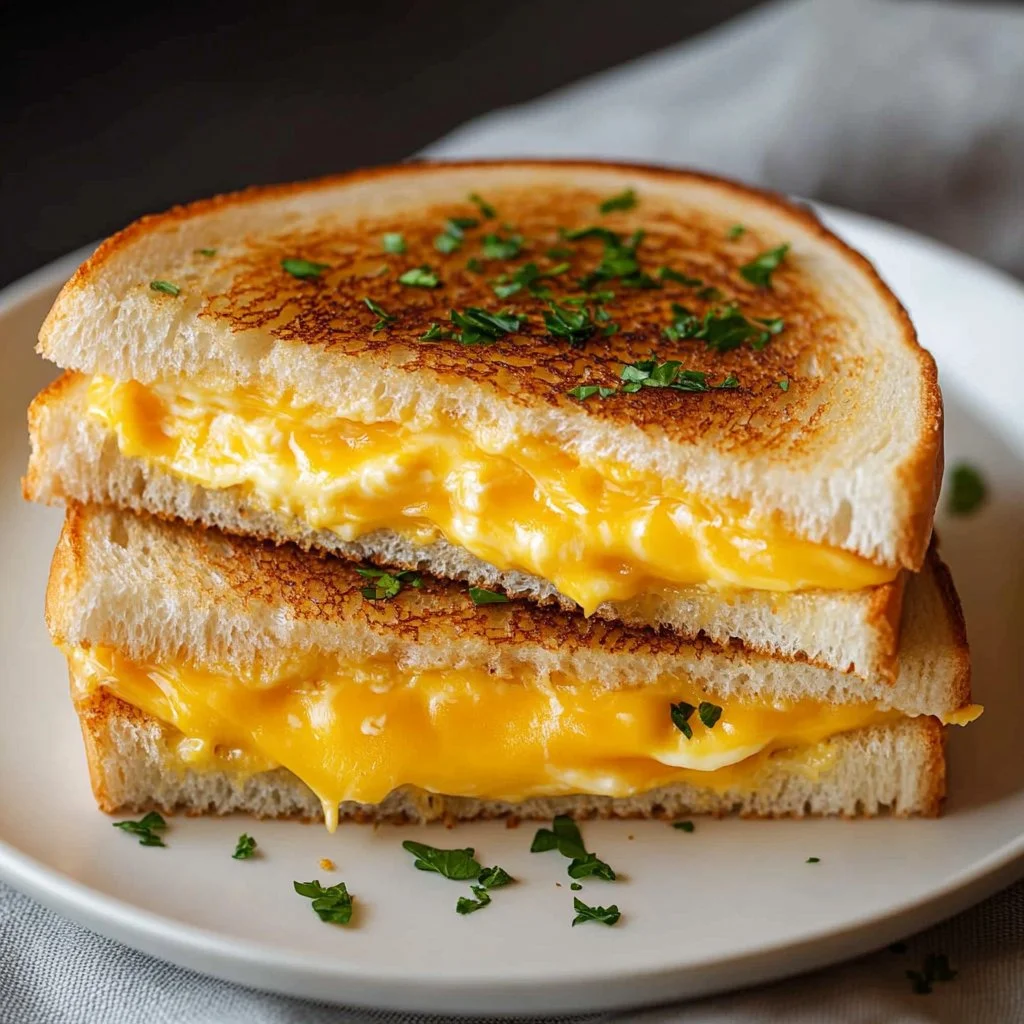 Egg Sunrise Grilled Cheese sandwich with egg and cheese melty goodness