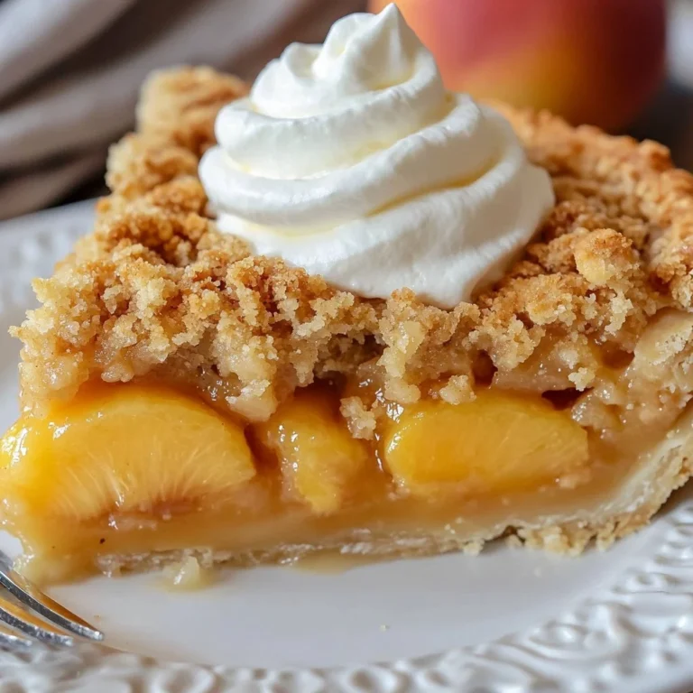 Freshly baked peach pie with juicy peaches and a golden crust