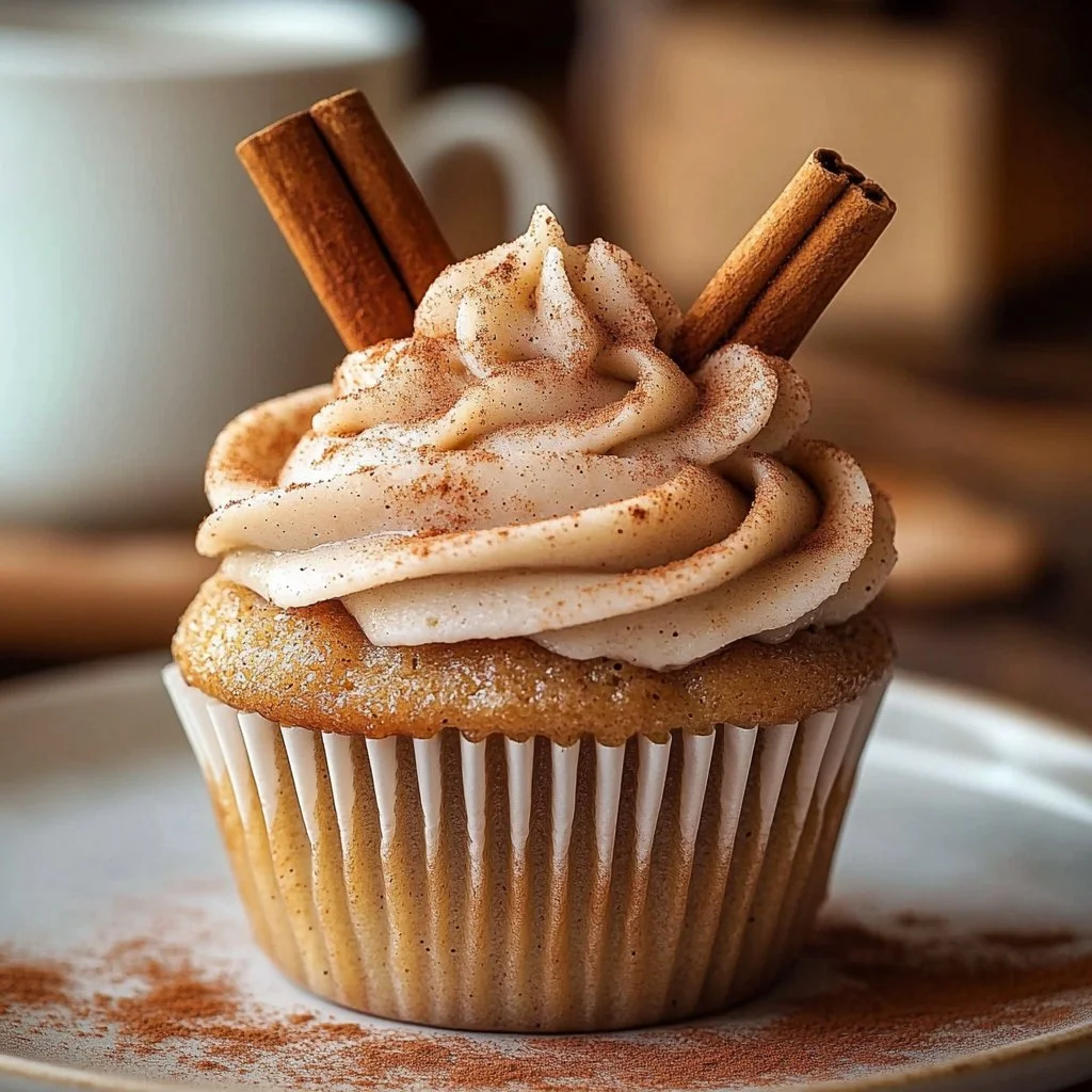 Frosted Vanilla Chai Pumpkin Latte Cupcakes topped with creamy frosting