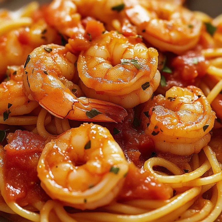 Garlic Tomato Shrimp Pasta served on a plate with fresh herbs