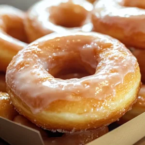 Freshly baked honey crullers coated with sweet glaze