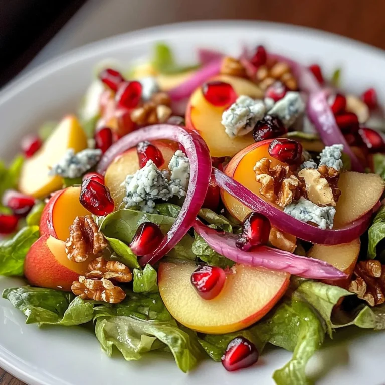 Fresh Honeycrisp Apple Feta Salad with greens and walnuts on a plate