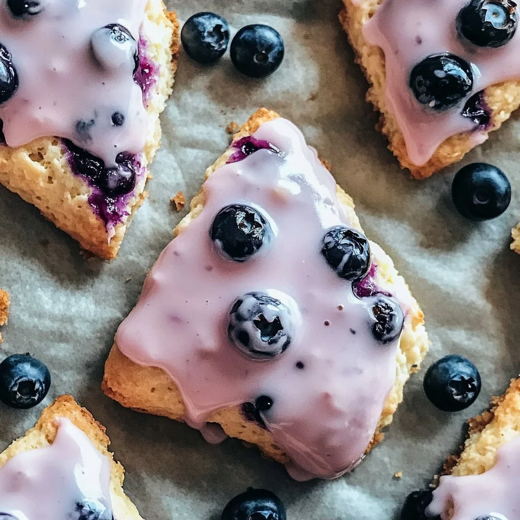 Freshly baked blueberry scones ready to enjoy with coffee or tea.