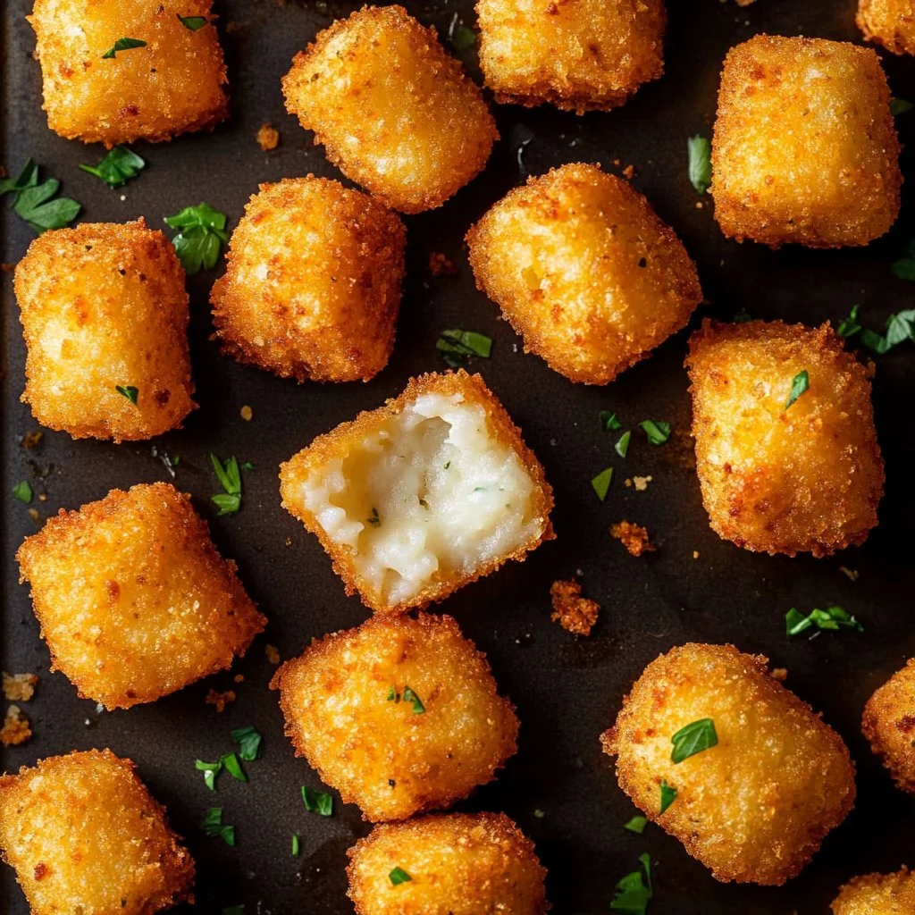 Keto Cauliflower Tots baked and served with dipping sauce