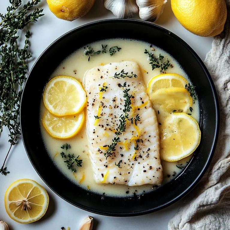 Baked Lemon Butter Cod garnished with fresh herbs and lemon slices